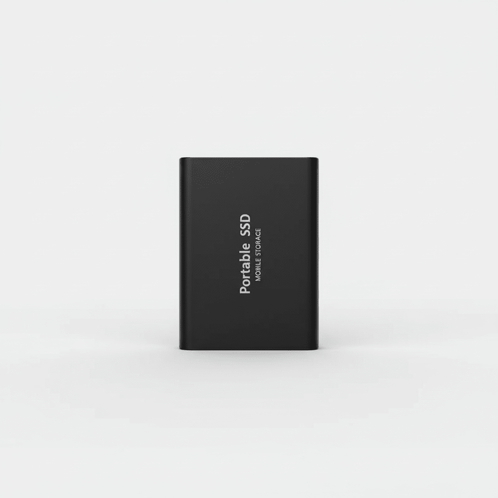 2TB external SSD with USB 3.1 and USB-C, compact portable design for fast data transfer and storage expansion. 0